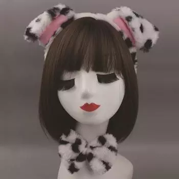 Yousheng 2/3/4 шт./компл. собачьи уши обруч для волос набор для взрослых и детей плюшевый хлопковый наполнитель собачий нос хвост галстук-бабочка косплей костюм Рождество Хэллоуин вечеринка подарок C