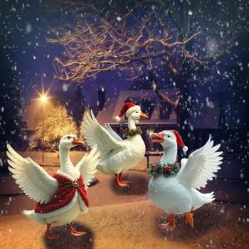 Yousheng 2/3Pcs Christmas Duck Garden Stakes Acrylic Pathway Yard Art Animal Sign Outdoor Waterproof Lawn Insert for Patio Backyard Decoration 2pcs