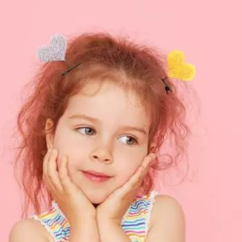 Yousheng 2/5 шт. маленькая плюшевая шпилька в форме сердца, весенний дизайн, заколка для волос для девочек, плюшевая заколка для волос с животными, детский головной убор 5pcs жёлтый