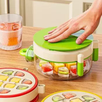 Yousheng 2-in-1 Ice Cube Mold & Water Bottle Hands-Free Press Release Ice Tray with Straw Portable Leakproof Freezer Container for Summer Travel Home A