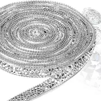 Yousheng 2 рулона ленты со стразами шириной 1 см и длиной 1 ярд материал для рукоделия самоклеящаяся декоративная полоска со стразами для одежды обуви торта 1cm
