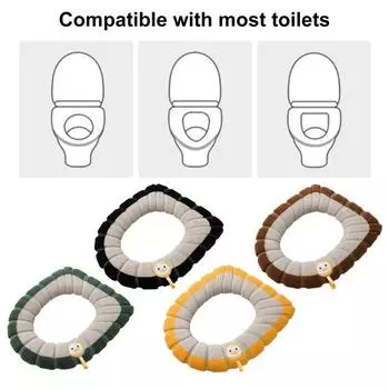 Yousheng 2 шт. более толстые моющиеся накладки на сиденье унитаза, теплая ткань с ручкой, пэчворк, цвет осень-зима, накладка на унитаз