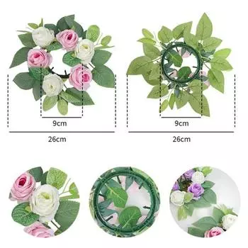 Yousheng 2 шт. искусственный цветок свеча венок 10.2 диаметр искусственные розы гирлянда цветок свеча кольцо стол центральный элемент для свадьбы весна лето декор D 2pcs
