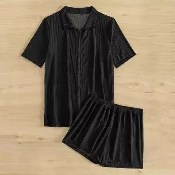 Yousheng 2 шт./комплект летний накидка комплект отворот короткий рукав ажурный дизайн разрез накидка рубашка шорты комплект быстросохнущая пляжная одежда S белый