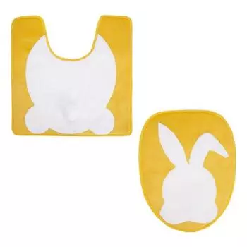 Yousheng 2 шт./комплект пасхальный кролик коврик для ванной комнаты быстросохнущий моющийся коврик для ванной нескользящий чехол для унитаза праздничный пасхальный декор жёлтый