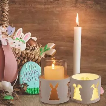 Yousheng 2 шт./комплект пасхальный кролик подсвечник форма ручной работы эпоксидная смола литейная силиконовая форма DIY ремесла кролик подставка для свечей орнамент изготовление формы 1 Set