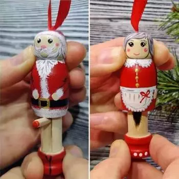 Yousheng 2 шт./комплект рождественский Санта подвесное украшение деревянные поделки многоразовый праздничный декор рождественская елка дедушка бабушка украшение подвеска праздничные принадлежности подарок 1 Set Christmas