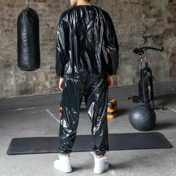 Yousheng 2 шт./комплект, топ и брюки для сауны, водонепроницаемый ветрозащитный спортивный костюм для похудения, эластичные вставки, сжигание жира, спортивная фитнес-одежда для сауны XL серый