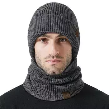 Yousheng 2 шт./комплект, женская зимняя шапка и шарф, комплект из толстой двухслойной утепленной шапки-бини унисекс, чехол для шеи, для катания на лыжах, катания на коньках, велоспорта, шарфа, комплект синий