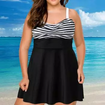 Yousheng 2 шт./комплект женский раздельный купальник слинг бандо струящийся подол топы для плавания высокая талия плавки комплект пляжная одежда L чёрный