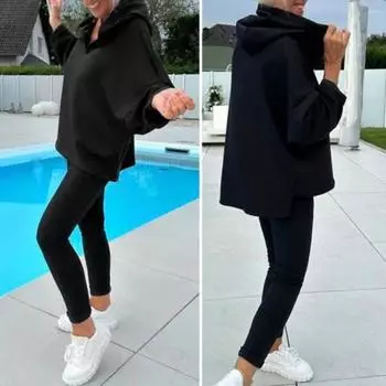 Yousheng 2 шт./комплект женский весенне-осенний топ и брюки комплект с капюшоном однотонный длинный рукав толстовка с капюшоном эластичный пояс спортивные штаны спортивный костюм повседневный спортивный костюм S розовый