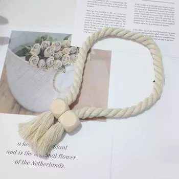 Yousheng 2 шт. магнитные деревянные шары для штор подхваты для штор натуральный хлопок ручная работа веревка бохо домашний декор шторы держатели 2pcs Hexagon кофейный