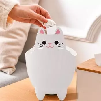 Yousheng 2 шт. мусорные баки держатели для ручек большая емкость гладкие края без заусенцев мультяшный кот форма мини настольные мусорные баки ведра для хранения