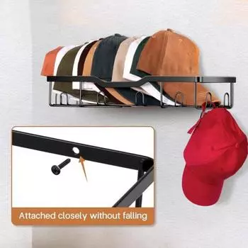 Yousheng 2 шт. настенный держатель для бейсболок органайзер для хранения прочная конструкция большая вместимость простая сборка держатель для шляп с крючком чёрный