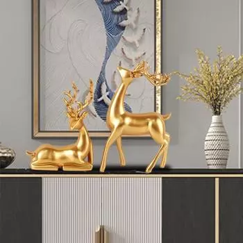 Yousheng 2 шт. настольное украшение в виде оленя из смолы, фигурки оленей, стоящих и лежащих оленей, скульптура для домашнего офиса, декор стола