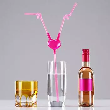 Yousheng 2 шт., парные трубочки, пищевые, съемные, полипропиленовые, забавные, уникальные, в форме сердца, двойные трубочки для питья, принадлежности для вечеринок розовый