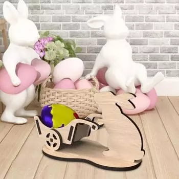 Yousheng 2 шт. пасхальный держатель для яиц фермерский деревенский деревянный кролик тележка подставка для хранения яиц стойка для дисплея кролик стол знак украшение для рабочего стола орнамент 2pcs