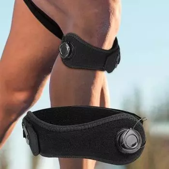 Yousheng 2 шт. ремень на колено для сухожилия надколенника, регулируемый компрессионный стабилизатор надколенника, поддерживающий бандаж для облегчения боли в колене, для пешего туризма, футбола, баскетбола, бега 2pcs чёрный