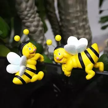 Yousheng 2 шт., украшение для кашпо в виде пчелы, подвесная скульптура пчелы, мультяшная фигурка пчелы из смолы для горшечных растений, декор для края цветочного горшка 2pcs