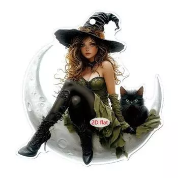 Yousheng 2D Акриловая подвеска Ведьма Готическая подвеска Мультяшная ведьма Хэллоуинское украшение для рюкзака, автомобиля, брелок-декор C