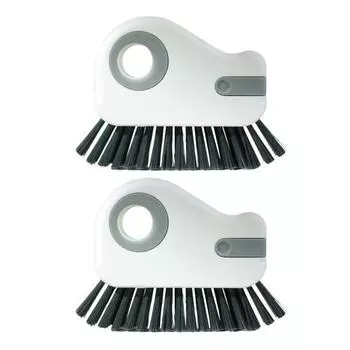 Yousheng 2Pcs 2-in-1 Window Track Cleaning Brush with Hard Bristles Ergonomic Handle Gap Brush Scraper Groove Cleaner Tool
