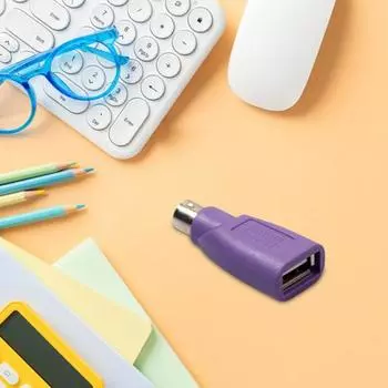 Yousheng 2Pcs адаптер PS 2 папа-USB мама конвертер для клавиатуры мыши двойной USB интерфейс конвертер инструмент фиолетовый