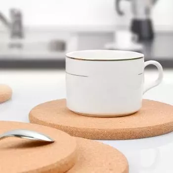 Yousheng 2Pcs Cork Trivet Set Термостойкие толстые пробковые подставки для горячих блюд Универсальные круглые пробковые салфетки для кухонного стола 16cm 2pcs