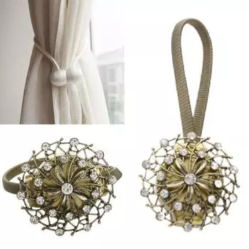 Yousheng 2 шт., эластичный шнур для подхвата штор, магнитная пряжка, высокая прочность, искусственный хрустальный цветок, держатели для штор на окна для дома