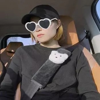 Yousheng 2Pcs Fluffy Seat Belt Pads Prevent Neck Abrasion Easy Install Shoulder Strap Cover Cartoon Car Seatbelt Shoulder Pad Protector for Girls Rabbit