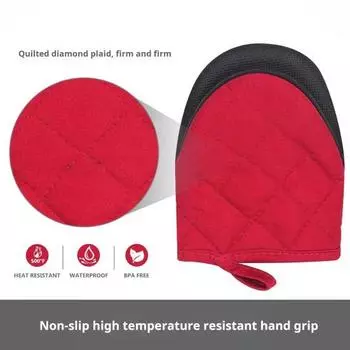 Yousheng 2Pcs Heat Resistant Oven Mitts with Hanging Loop Non-Slip Grip Baking Gloves Kitchen Oven Mitts for Grilling Cooking красный