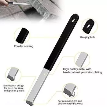 Yousheng 2Pcs инструмент для извлечения тротуарной плитки с скребком для швов, микрозубцы, эргономичная ручка, инструмент для удаления тротуарной плитки с садового газона чёрный