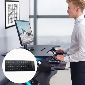 Yousheng 2Pcs Наклейки на клавиатуру Выцветшие буквы Наклейки на клавиатуру Легко наносится Улучшает видимость Наклейки для улучшения печати чёрный