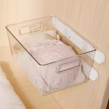 Yousheng 2Pcs Ящик для хранения вещей Выдвижная направляющая Самоклеящаяся бесшумная тумба Шкаф для кухонного шкафа Органайзер для ящика Выдвижная направляющая белый