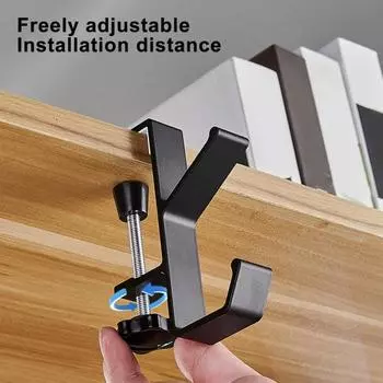 Yousheng 2шт крючки для сумок, нержавеющие, простые в установке, регулируемые, универсальные, с зажимом, вешалки для сумок и рюкзаков чёрный