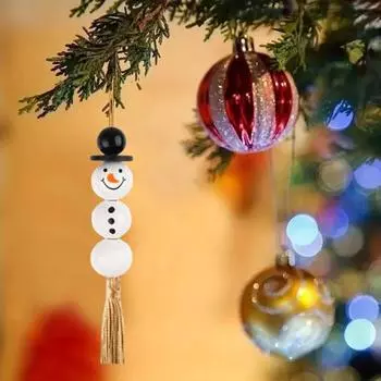 Yousheng 30 комплектов деревянных бусин, набор для снеговика, сделай сам, рождественский снеговик, украшение из бусин, праздничный набор для нанизывания бусин снеговика для детей и взрослых, рождественский декор 30PCS