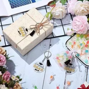 Yousheng 30 шт. брелок для ключей с выпускным, акриловый, поздравляю с выпускным, брелки с кисточкой, выпускной класс 2025 года, подарок для колледжа, средней школы синий