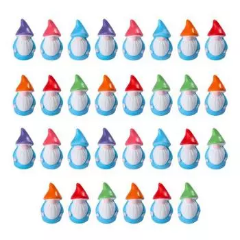 Yousheng 30Pcs Mini Christmas Hat Gnome Figurine Tiny Faceless Dwarf Resin Statue Miniature Colorful Hat Elf Ornament Fairy Garden Decoration 30PCS