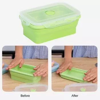 Yousheng 350 мл/800 мл силиконовый складной ланч-бокс портативный легкий контейнер для хранения еды для офиса, школы, дома S синий