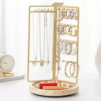 Yousheng 360-Degree Rotating Jewelry Display Holder with Bottom Tray Easy to Install Jewelry Organizer Bracelets Earrings Stand чёрный