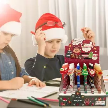 Yousheng 36 шт. Рождественская гелевая ручка с наконечником 0,5 мм, синяя стираемая чернильная ручка, праздничная узорчатая стираемая ручка с нажатием для школьных офисных принадлежностей для письма 36pcs