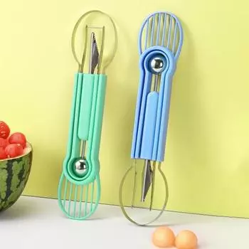 Yousheng 3-в-1 набор для нарезки фруктов из нержавеющей стали, шарообразный нож для дыни, арбуза, дыня, драконий фрукт, киви, гаджет для мороженого