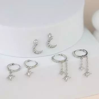 Yousheng 3 пары женских серег в форме луны и звезды, медные гальванизированные серьги-гвоздики со стразами для выпускного вечера, вечеринки, свидания, серьги-уши золотистый