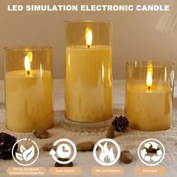 Yousheng 3 шт. беспламенная светодиодная ночная лампа со свечами и пультом дистанционного управления, мерцающий эффект пламени, работающий от батареек, свечи для вечеринок, украшения серый