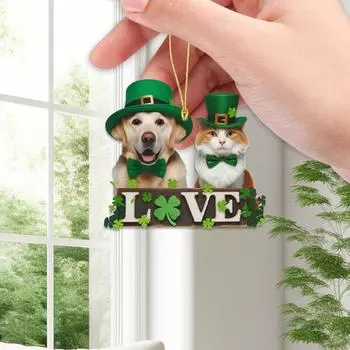 Yousheng 3 шт. брелок-подвеска с веревкой St. Подвеска для украшения на День Святого Патрика для сумок на окна автомобиля, подвеска для школьного портфеля в виде собаки и клевера 3pcs