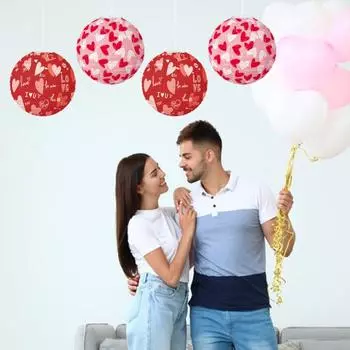 Yousheng 3 шт. бумажные фонарики ко Дню святого Валентина красные розовые подвесные фонарики в форме сердца круглые фонарики для вечеринки для украшения годовщины свадьбы красный