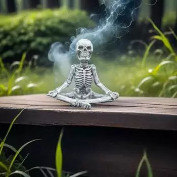 Yousheng 3 шт./компл. Хэллоуин Медитация Скелет Фигурка Жуткий Сидящий Череп Мумия Статуэтка из Смолы Скульптура Домашний Офис Настольное Украшение Орнамент Sets