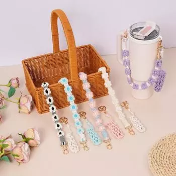 Yousheng 3 шт./комплект ремешок для ручки бутылки с водой 8-40 унций стакан силиконовое кольцо безопасности ручной работы цветок держатель для переноски подвеска шнурок аксессуары для чашки фиолетовый