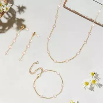 Yousheng 3 шт./комплект женский комплект ювелирных изделий винтажный искусственный жемчуг чокер серьги браслет комплект с удлинительной цепочкой выпускной вечер невесты свадебные украшения золотистый
