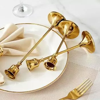 Yousheng 3 шт. конические подсвечники металлический высокий подсвечник столбчатый винтажный настольный центральный подсвечник для свадьбы праздничный домашний декор античная золотой