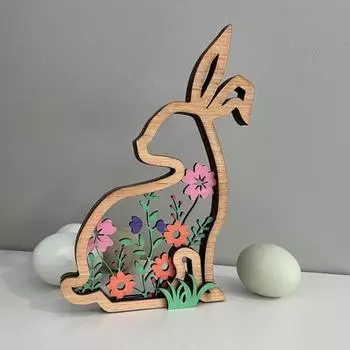 Yousheng 3 шт. пасхальный цветочный кролик настольный знак фермерский деревенский деревянный полый кролик украшение весеннее пасхальное украшение для домашнего офиса настольное украшение праздничный подарок 3pcs